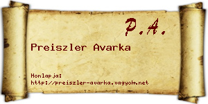 Preiszler Avarka névjegykártya